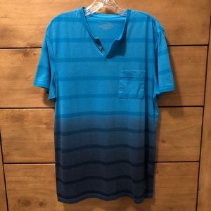 Blue Ombré Calvin Klein Designer Henley Shirt